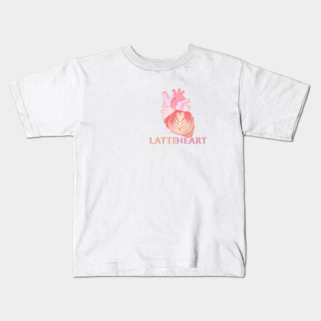 Latte Heart Kids T-Shirt by Oneliest